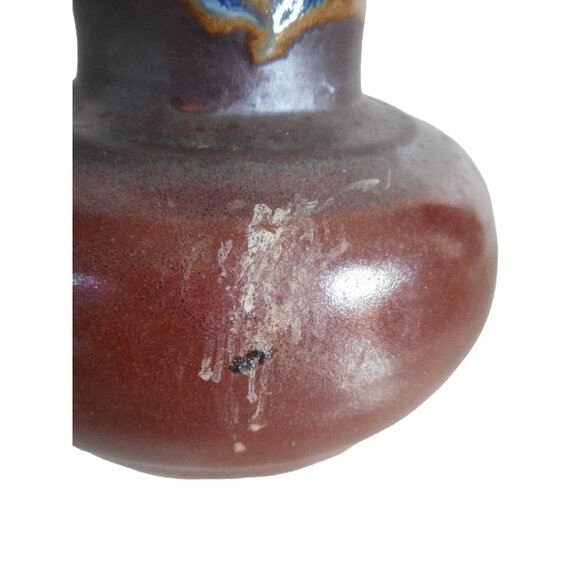 Vintage 1985 Flat Earth Pottery Duck Wick Topper Oil Lamp Vase Artist Signed - Picture 6 of 11